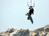 kitesurf jump in Parthena beach, Mikri Vigla, Naxos